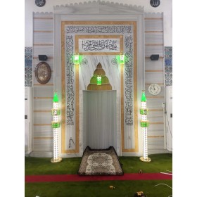 Lüks Çift Şerefeli  Cami Şamdanı 5'li Set